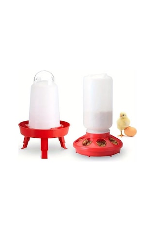 Dream011 2 Adet Kırmızı Beyaz Kümes Hayvanları İçin Otomatik Yemlik Ve Suluk Seti