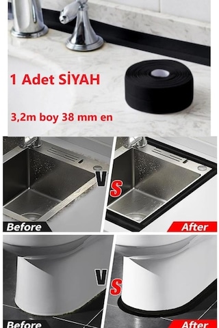 Siyah Su Sızdırmaz Geçirmez Bant Lavabo Küvet Duş Kenar Bandı