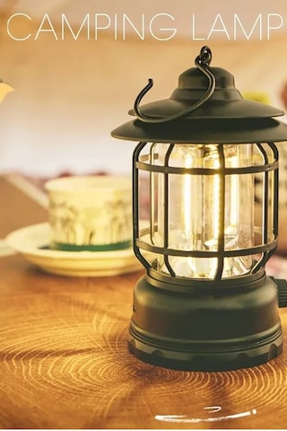 Efsane Kamp - Nostaljik Led Lamba - Kamp Lambası - Pilli Siyah