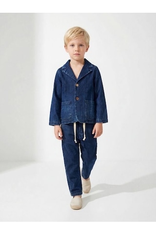 Zekids Erkek Çocuk Müslin Dokulu Rahat Kesim Pantolon-17144 Lacivert