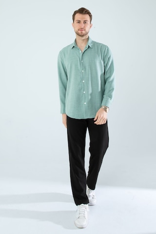 Rahat Kesim Keten Dokulu Gömlek Mint