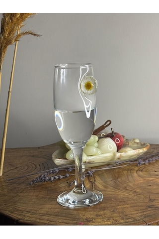 Şampanya Kadehi Papatya Figürlü 2'li Şeffaf