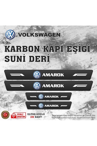 Volkswagen Amorok Uyumlu Deri Karbon Kapı Eşiği Koruyucu Bant 4 Adet
