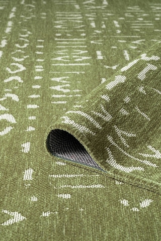 Mikasa Mks01y Yeşil Dekoratif Şönil Kilim İskandinav Desen Yıkanabilir Yumuşak Kaymaz Taban Halı Yesıl