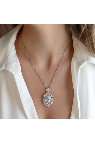 Okyanusun Kalbi Baget Sky Diamond Gümüş Kolye Gümüş
