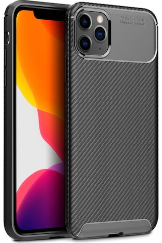 Apple Uyumlu iPhone 11 Pro Max Kılıf Focus Carbon Desen Silikon Arka Kapak