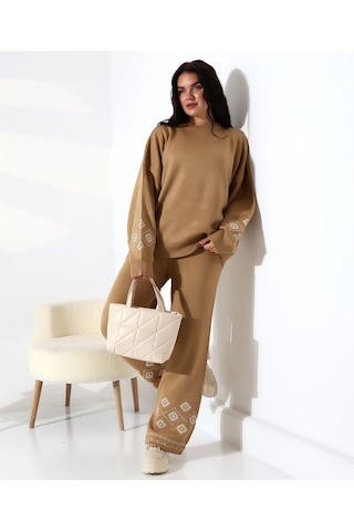 Marakeş Esintisi Alt-üst Triko Takım Kamel