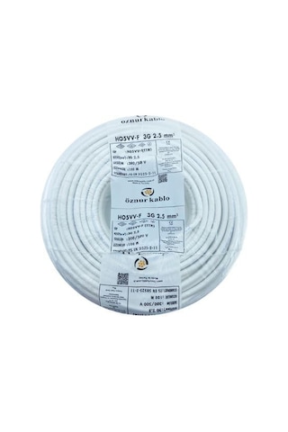 Öznur 15mt 3x2,5mm Ttr Bakır Elektrik Kablosu Beyaz