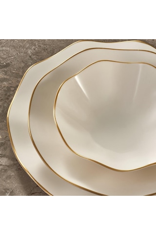 Güral Porselen Nesrin 18 Parça 6 Kişilik Bone Yemek Takımı - Gold