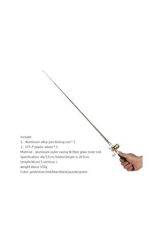 Ap 1m Olta Makarası Combo Set Teleskopik Taşınabilir Cep Kalem Tarzı Olta Direği - Kırmızı