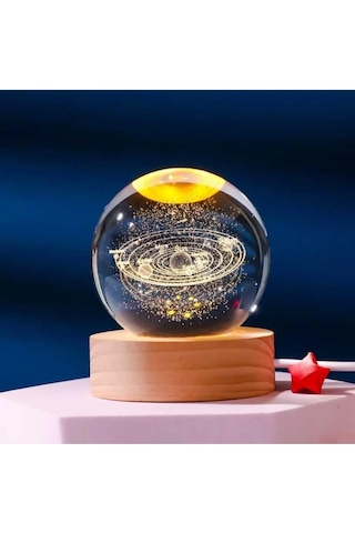 3d Kristal Cam Küre, Ahşap Soketli Gece Lambası,led, Sevgiliye Hediye, Noel, Öğretmenler Günü, Özel Tasarım Har