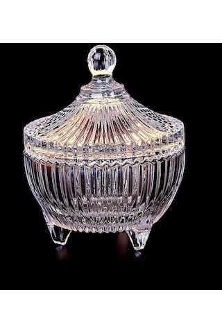 Kapaklı Cam Mini Şekerlik -toz Şekerlik -küp Şekerlik-10 Cm