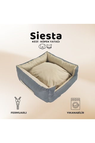Xpermate Siesta Kedi Yatağı Ve Köpek Yatağı Tüy Tutmaz Kumaş Su Itici Kumaş Fermuarlı 55 x 60 x 23 CM