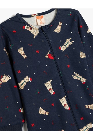 Koton Yılbaşı Temalı Ayıcık Baskılı Tulum Pamuklu Lacivert Desenli 5wmb10415tk 7d2 Lacivert