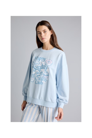 Defacto Regular Fit Uzun Kollu Baskılı Üst Çizgili Alt Pijama Takımı H8801ax26aube343 Mavi-be343