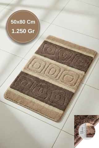 Lüks Kaymaz Taban 50x80 Cm Banyo Halısı/paspası Wb - 11 Mm Kalın %100 Polipropilen Model 1