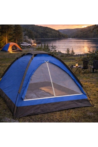 3 Kişilik Manuel Kamp Çadırı Düz Kapılı Outdoor Aile, Doğa, Piknik Ve Kamp Çadırı 200x150x110 Cm Çok Renkli