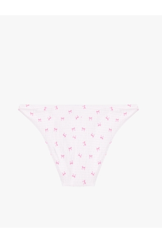 Koton Koton X Sibil Çetinkaya - Kroşe Detaylı Fiyonk Baskılı Dokulu Bikini Altı Pembe Desenli 6sak00070mm
