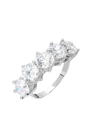 Tesbihane Starlight Diamond Pırlanta Montür 925 Ayar Gümüş Kadın Baget Yüzük Beyaz