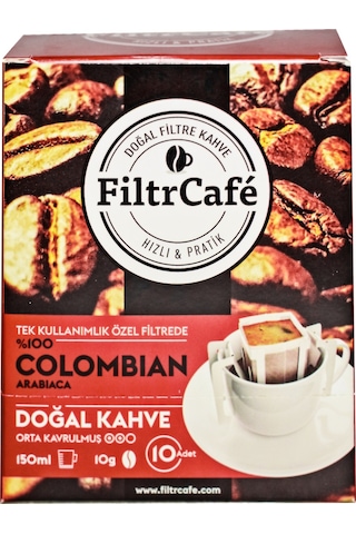 Filtrcafe Colombian Poşet Filtre Kahve 10 x 10 G