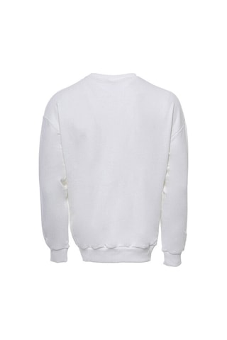 Wessi Bisiklet Yaka Beyaz Ön Baskılı Erkek Sweatshirt Beyaz
