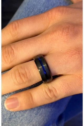 Celikchi Erkek Tungsten Mavi Renk Detay Yüzük