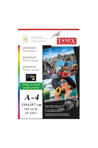 Fotoğraf Baskı Kağıdı A-4 240 Gr/m2 20'li 1 Paket A4 Fotoğraf Kağıdı Ofis Ve Ev Tipi Mürekkepli Yazıcılar İçin