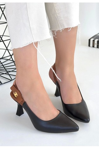 Toran Siyah Cilt Topuklu Ayakkabı Siyah