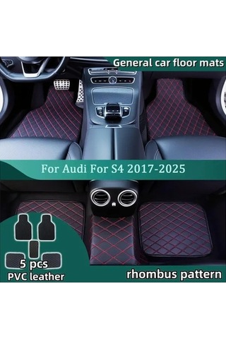 Sandwich Motion003 Audi S4 2017-2025 Kırmızı Premium Pvc Oto Paspası - Elmas Desenli Dayanıklı Otomobil İçin