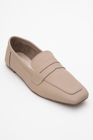 Luvishoes Luvi Shoes Morne Bej Cilt Hakiki Deri Kadın Loafer Ayakkabı BEJ CILT Bej