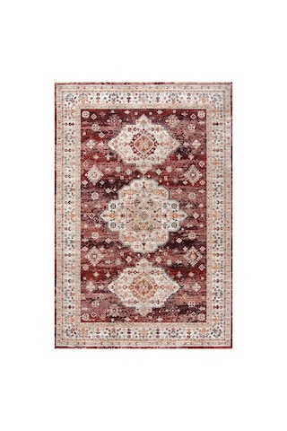 Dekorenti Otantik 2609 Kırmızı Halı Madalyon Desenli Vintage Halı