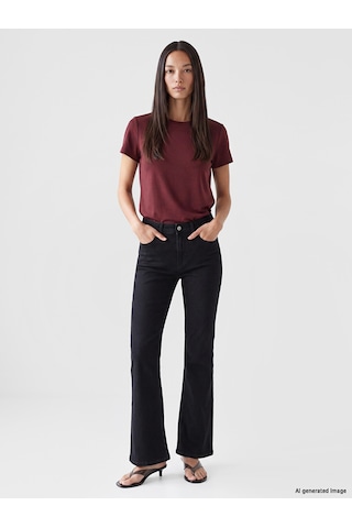 Lcw Everyday Bordo Soft Touch Kadın Tişört