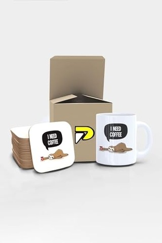 Hayvan I Coffee Tasarımlı Baskılı Kupa Bardak Seti Eğlenceli Özel Hediye Mug Çok Renkli