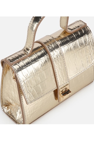Hotiç Kadın Gold Kroko Detaylı Mini Çapraz Çanta 03cah331450a540 03cah331450a540