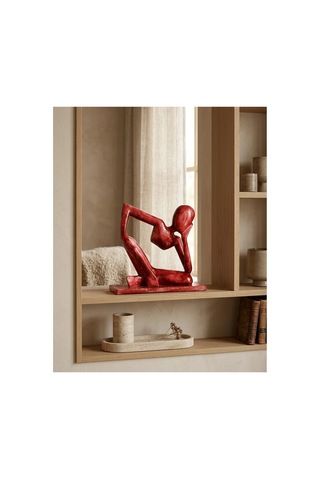 Dekoratif Düşünen İnsan Heykeli Kırmızı 21x21 Cm Soyut Figür Biblo, Modern Masaüstü Ve Konsol Üstü Dekor Objesi