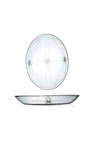 Decocia 2 Adet 25cm Oval Cam Salata Sunum Tabağı Mira Desenli