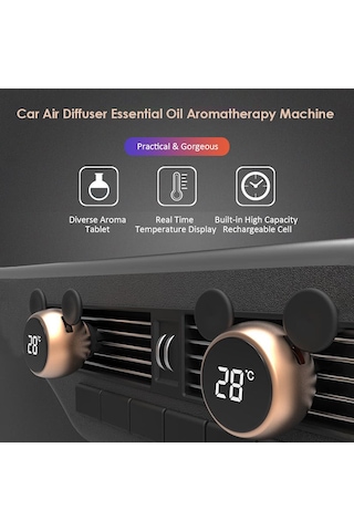 Youmex Araç İçin Akıllı Dokunmatik Ekranlı Mini Koku Difüzörü - Sıcaklık Göstergeli