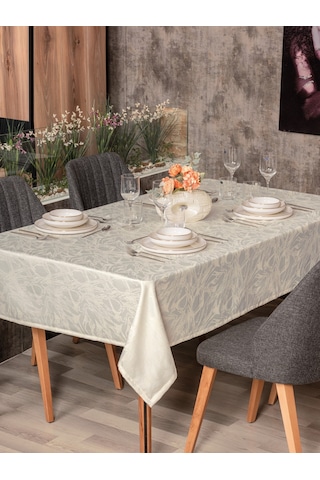 Cotton Box Jakarlı Dertsiz Masa Örtüsü Lavinia Krem 155x220