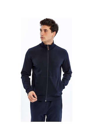 AR-MA Arma Erkek Slim Fit Sweatshirt Scuba Interlok, Tam Fermuarlı, Dik Yaka, Fleto Cepli K30324989802 Lacivert