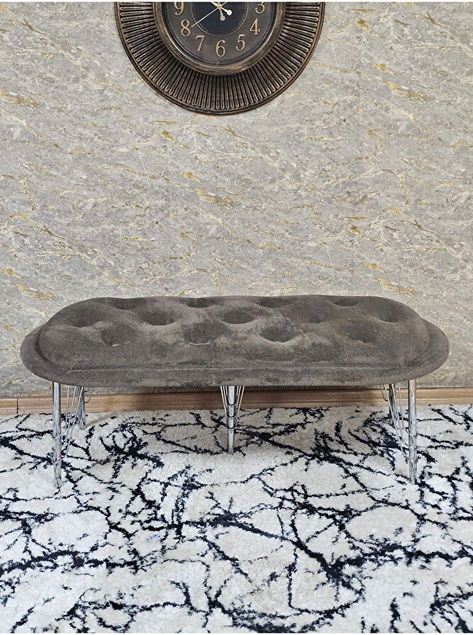 Ufo Oturak Bench - Krom Kaplama Telli Ayak - Oturak - Bench - Puf Çok Renkli