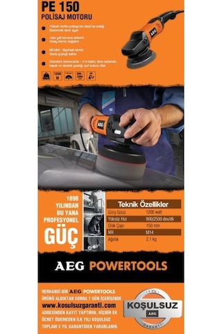 Aeg Pe150 1200 W 150 MM Polisaj Makinesi - T4935412266