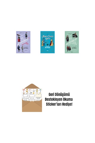 Üç Silahşörler 5 - Demir Maskeli Adam Ciltli + Monte Cristo Kontu + Üç Silahşörler Yirmi Yıl Sonra Ciltli + Okuma Sticker'ları