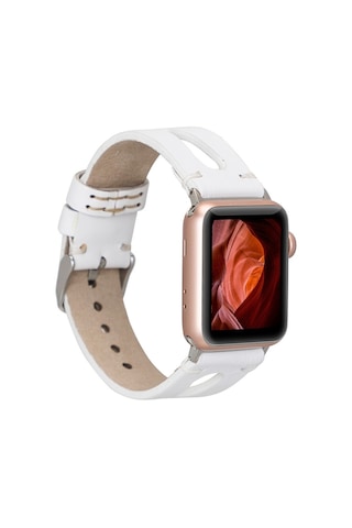 Apple Watch Uyumlu Deri Kordon Ba2 42-44-45mm F3 Beyaz