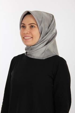 Gri Aker Ipek Krep Saten Eşarp 7208701-372/3421070113180