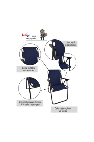 Bofigo Kamp Sandalyesi Katlanır Sandalye Piknik Sandalyesi Plaj Sandalyesi Lacivert. Lacivert