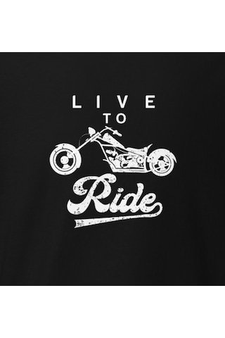 Wildstyle Live To Ride Motosiklet Özgürlük Vintage Motor Baskılı Unisex Bisiklet Yaka Pamuklu Tişört - Siyah