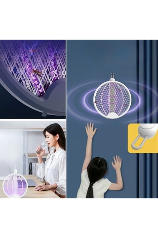 Asılabilen Ve Masaüstü Olabilen 2w Sinek Öldürücü Mor Işıklı Raket Çok Renkli