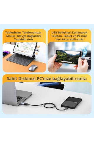 Polham Jazos Type-c To Usb 3.1 Otg Dönüştürücü Adaptör, 10 Gbps Veri Aktarım, Mini Usb Çevirici