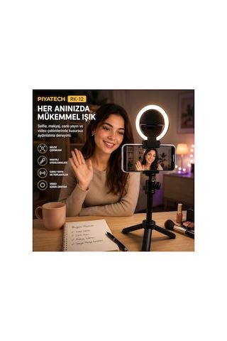 Rk-12 Telefon Uyumlu Taşınabilir Şarj Edilebilir Selfie Ring Light Mandal Tipi Yuvarlak Fotoğraf Ve Video Işığı