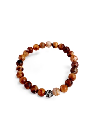 Gümüş Tibet Akik Doğal Taşlı Erkek Bileklik Gümüş